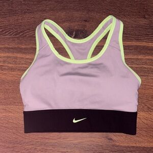 Nike Women's Sports Bra - Black and Neon Green